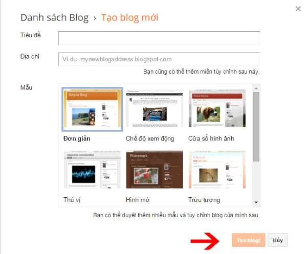 Hướng dẫn tạo Blogspot (Blogger) mới