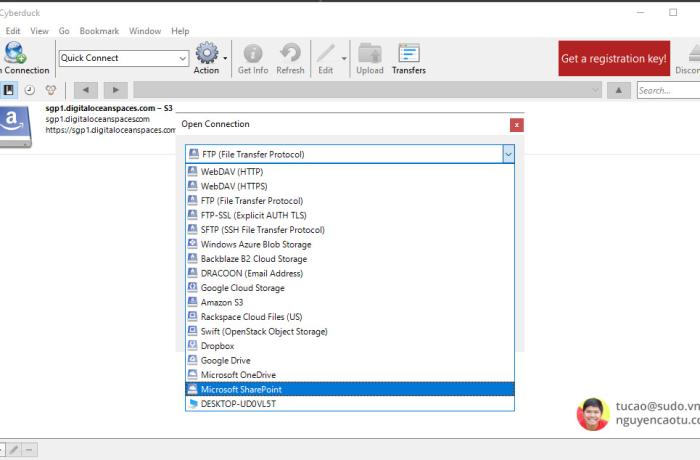 Quản lý tệp tin trên S3, FTP, SFTP, WebDAV (Amazon, DigitalOcean, Google Cloud...) với Cyberduck