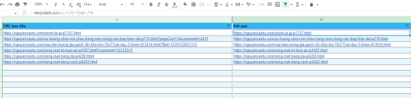 Loại bỏ tham số (parameter) của URL trên Google Sheet