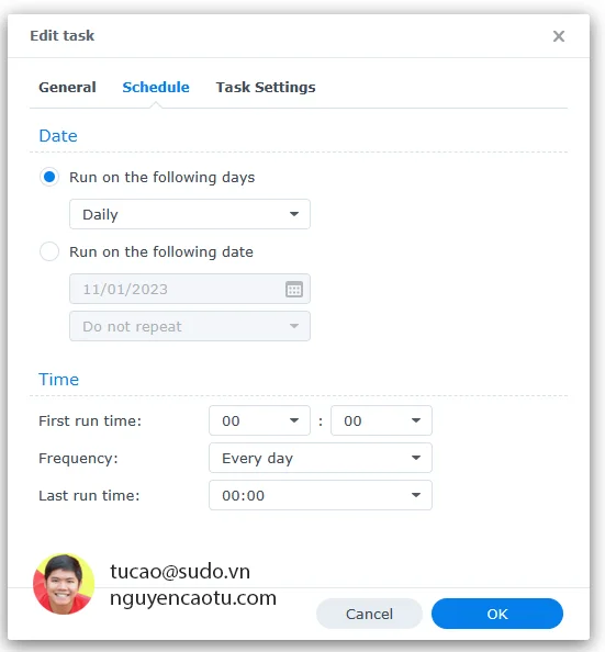 Scheduler trong Synology