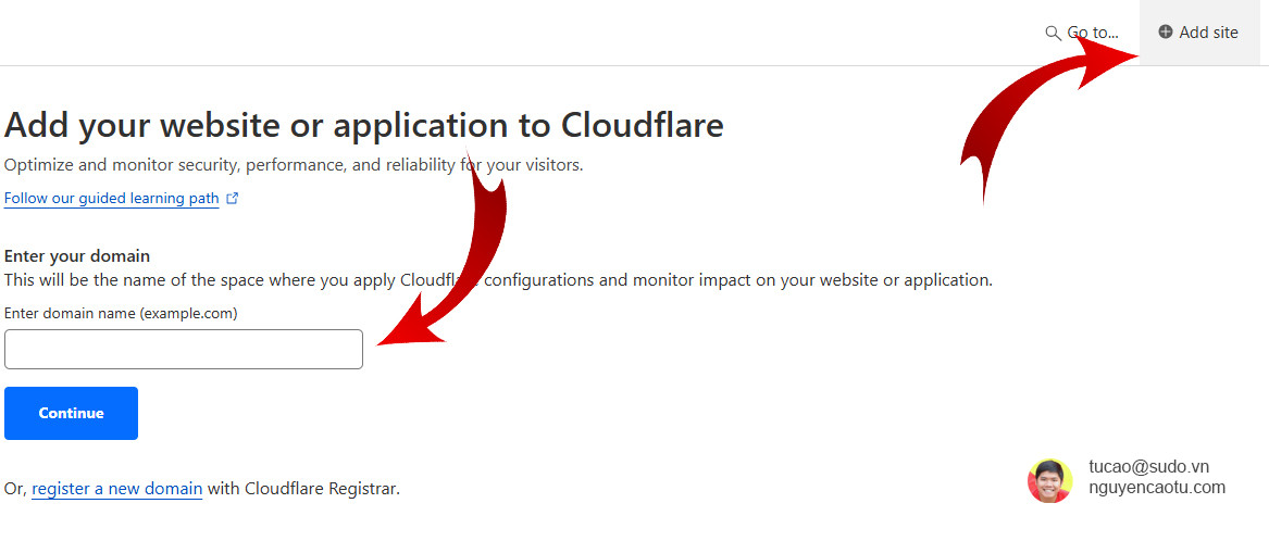 Thêm một Website mới vào Cloudflare