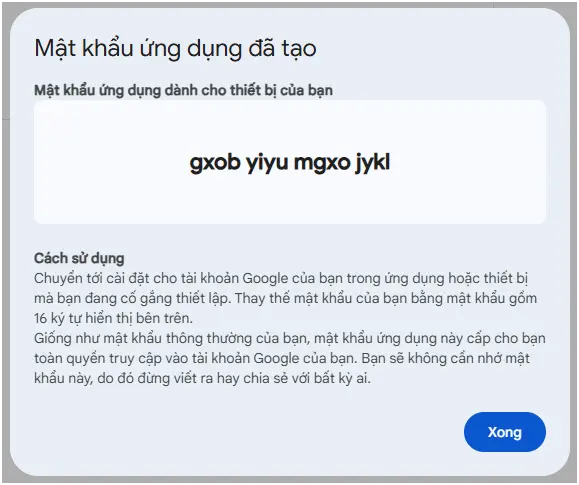 Cách tạo mật khẩu ứng dụng cho tài khoản Google