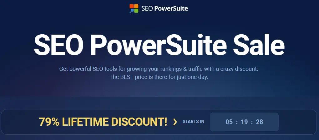 Bộ công cụ SEO PowerSuite giảm 79% trọn đời (lần đầu tặng kèm Max Plan) duy nhất trong 3 ngày