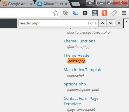 Tìm file header.php