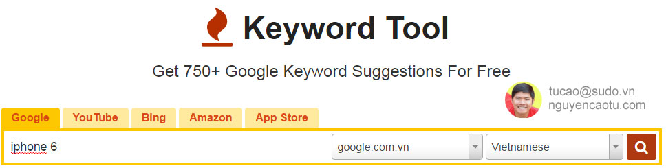 Sử dụng Keyword Tools