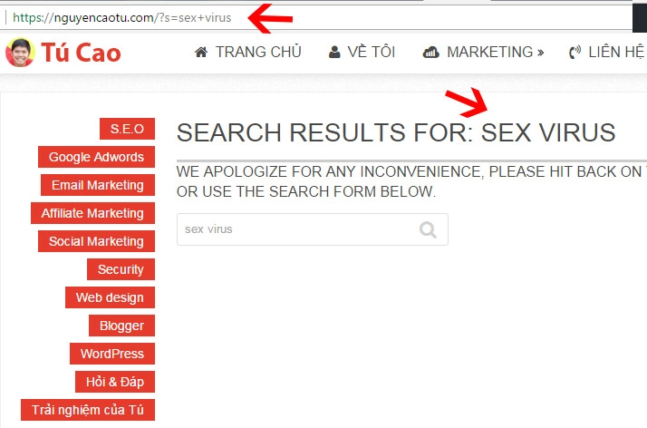 Trang tìm kiếm là trang có nội dung tự tạo, rất nguy hiểm và cần chặn lập chỉ mục