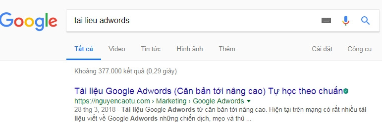 VD: Tìm kiếm từ khóa tài liệu adwords