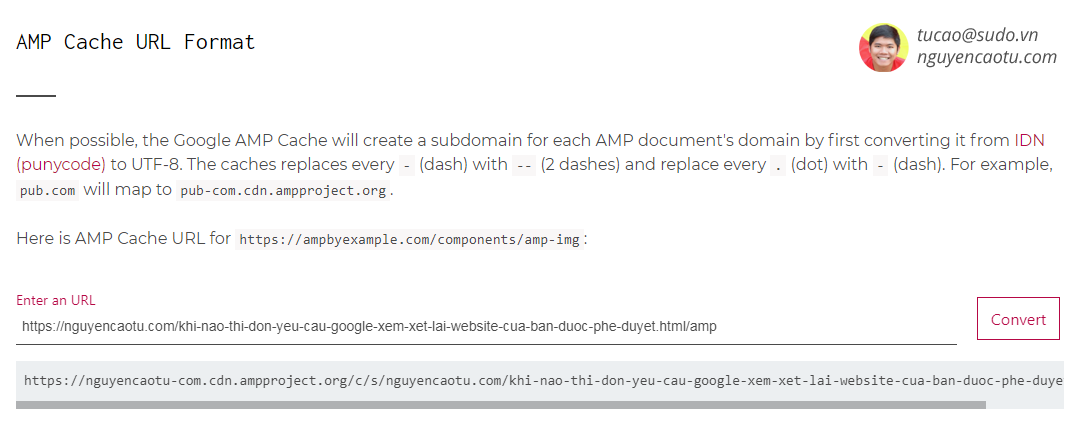Cập nhật Google AMP Cache