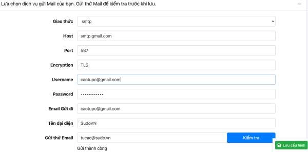 Hướng dẫn sử dụng SMTP của Gmail cho dịch vụ gửi email trên Website
