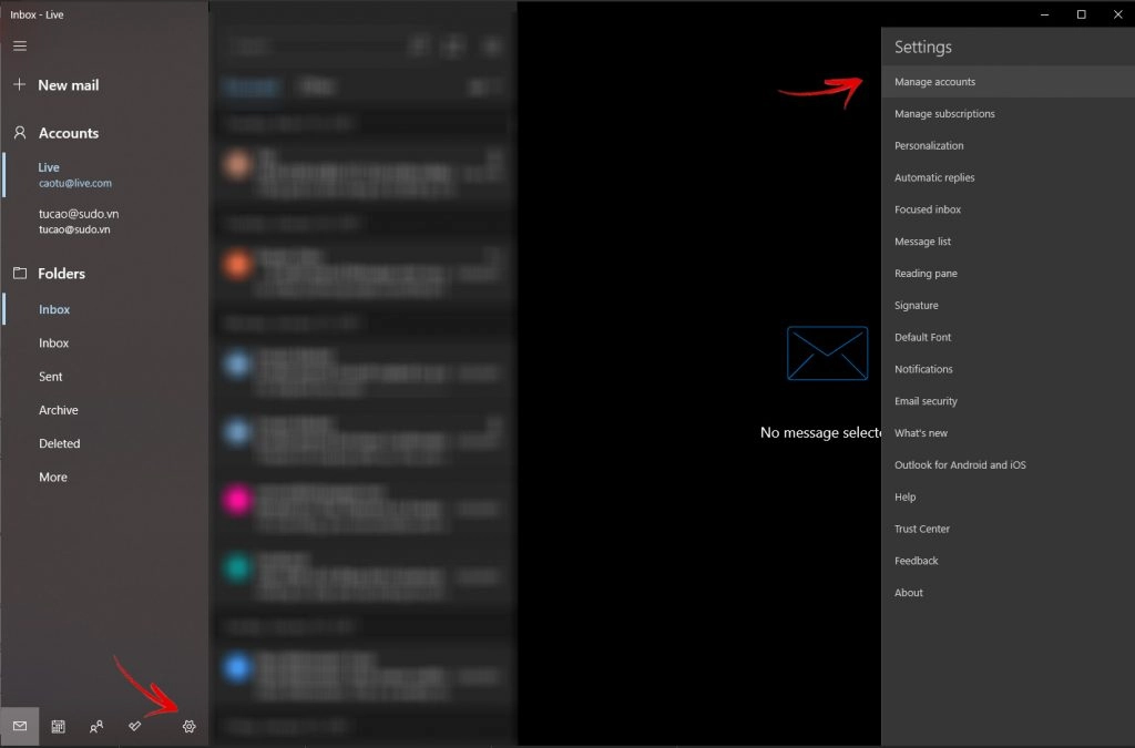 Cấu hình email doanh nghiệp vào ứng dụng Email tích hợp sẵn trên Windows 10.