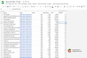 Lấy danh sách truy vấn (query) và trang đích (page) ra Excel từ Google Webmaster